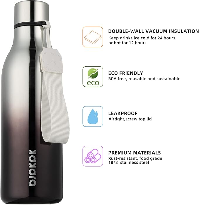 BJPKPK 18oz Insulated Water Bottle, Stainless Steel Bottle - Image 2
