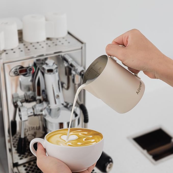 Milk Frothing Pitcher, 350ml/12oz Steaming Pitchers Stainless Steel Milk Coffee - Image 3