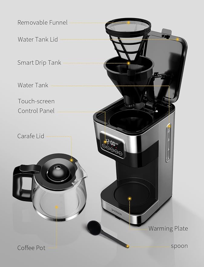SHARDOR 10-Cup Programmable Coffee Maker, Regular & Strong Brew Drip Coffee - Image 7