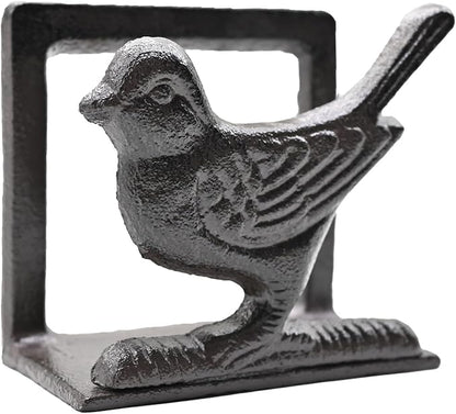 Exquisite Vintage Cast Iron Napkin Holder With Playful Standing Animal Motif - Birdie Napkin Holders are suitable for kitchens, restaurants, and parties