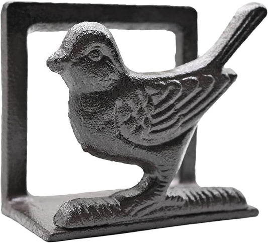 Exquisite Vintage Cast Iron Napkin Holder With Playful Standing Animal Motif - Birdie Napkin Holders are suitable for kitchens, restaurants, and parties