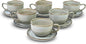 Organic Shape Highland Ceramic Coffee Cup and Saucer, 6pcs 8oz Handmade Reactive Glaze Saucer Sets with Wavy Edge, for Kitchen, Microwave & Dishwasher Safe, Scratch Resistant-grey