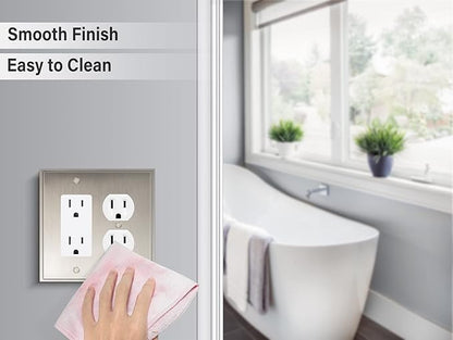 Henne Bery Soft Modern Decorative Wall Plate Switch Plate Outlet Cover (Decorator/Duplex, Satin Nickel)