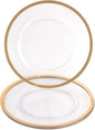 PARTY BARGAINS 13-Inch Charger Plates - 4 Pack, Clear Gold Rim, Heavy-Duty Disposable Chargers for Elegant Dining - Ideal for Weddings and Formal Events