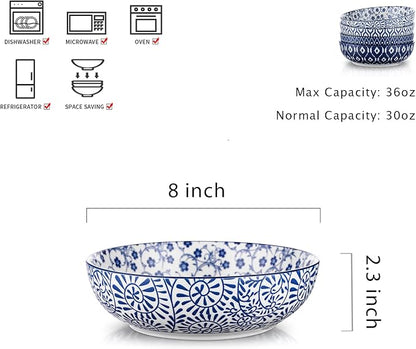 Selamica Ceramic 30 Ounce Pasta Bowls set of 4, 8 inch Serving Bowl Wide and - Image 2
