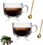 Large Clear Glass Coffee Mugs Set of 2, 14.8 oz-Wide Mouth Tea Cups by HMWEB