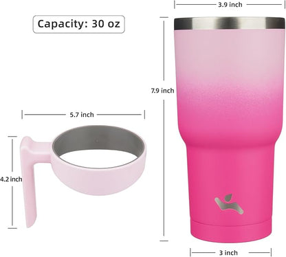 Konokyo 30 oz Tumbler with Handle and Straw, Insulated Travel Mug | Cherry; - Image 4