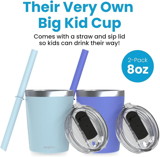CUPKIN Baby Sippy Cups for Toddlers, The Original 8 oz Stackable Stainless - Image 2