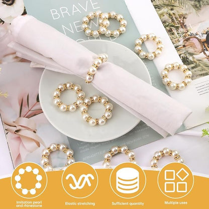 60 Pcs Pearl Napkin Rings Set - Image 3