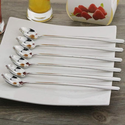 9" Iced Tea Spoons, DEALIGHT 6-Piece Heavy-Duty Long Handled Teaspoons | 18/10 - Image 3
