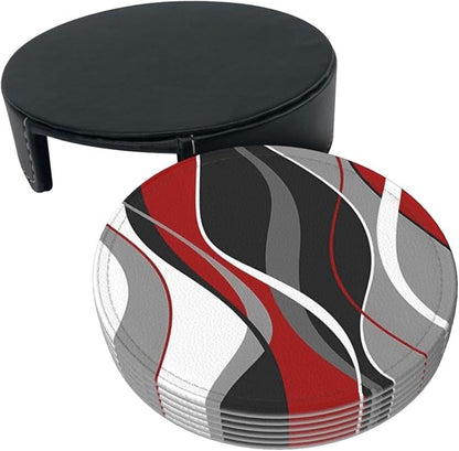 6 Pcs Red Black Gray White Modern Striped Line Abstract Geo Wave Simple - Image 4