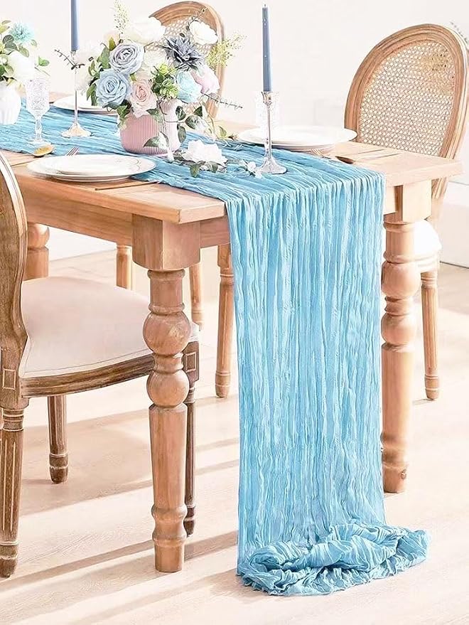 6Pack Baby Blue Cheesecloth Table Runner 17x108 inch Baby Blue Table Runner | - Image 2