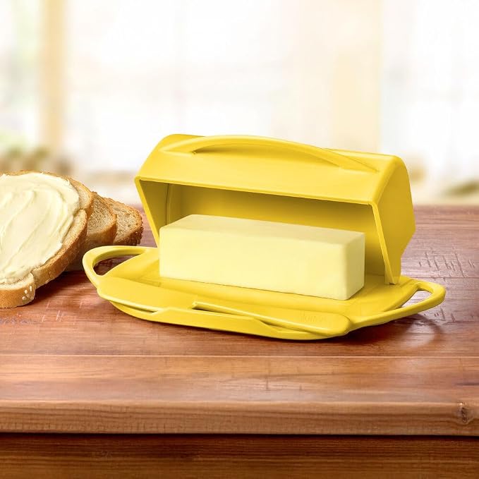 Flip Top Butter Dish with Attached Lid & Matching Knife - Image 2