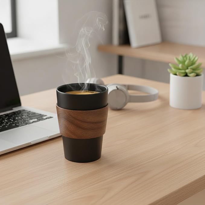 Office Desk & Home Coffee Station Accessory, Wooden Cup Sleeve - Image 2