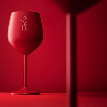 Gusto Nostro Stainless Steel Wine Glass - 18 oz - Cute, Red Unbreakable Wine Glasses for Travel, Camping and Pool - Fancy, Unique, Cool Portable Metal Wine Glass for Outdoor Events, Picnics (Set of 4)