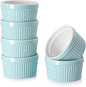 DOWAN 8 oz Ramekins - Ramekins for Creme Brulee Porcelain Ramekins Oven Safe, Classic Style Ramekins for Baking Souffle Ramekins Ramekins Bowls, Set of 6, Blue