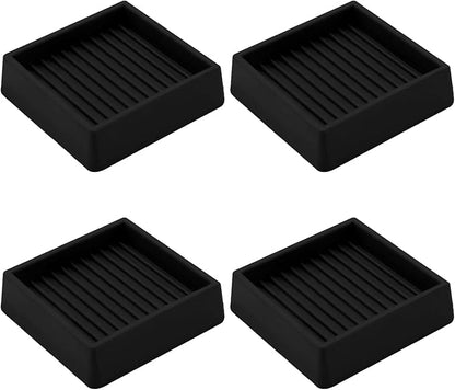 2X2 Rubber Caster Cups, Non Slip Furniture Pads, Anti-Slip Furniture Gripper, Anti Skid Furnitures Feet, Anti Slide Floor Protector for Bed Couch Table Chair Stoppers - 4 Pack, Black