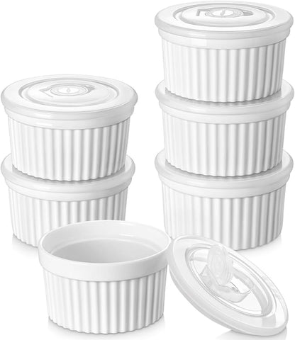 vancasso 10 oz Ramekins with Lid, Porcelain Creme Brulee Souffle Dishes by vancasso
