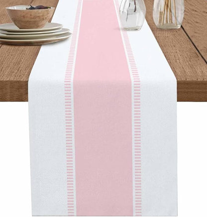Pink Stripe Table Runners 108 inches Long, Linen Boho Table Runner Farmhouse by Futuregrace