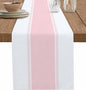 Pink Stripe Table Runners 108 inches Long, Linen Boho Table Runner Farmhouse by Futuregrace