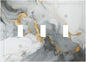 Light Switch Cover Gray/Gold Marble Abstract Modern Luxury 3 Gang Wall Plate Triple Light Switch Plate Toggle Decorative Outlet Covers Electrical Switchplate for Bathroom Bedroom Decor