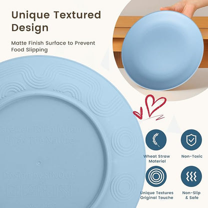 Homienly 40-Piece Dinnerwave Sets, Service for 8, Wheat Straw Dinnerware Set - Plates and Bowls Set with Cups, Lightweight Microwave and Dishwasher Safe Dish Set for Dinner, Outdoor - Multi Light