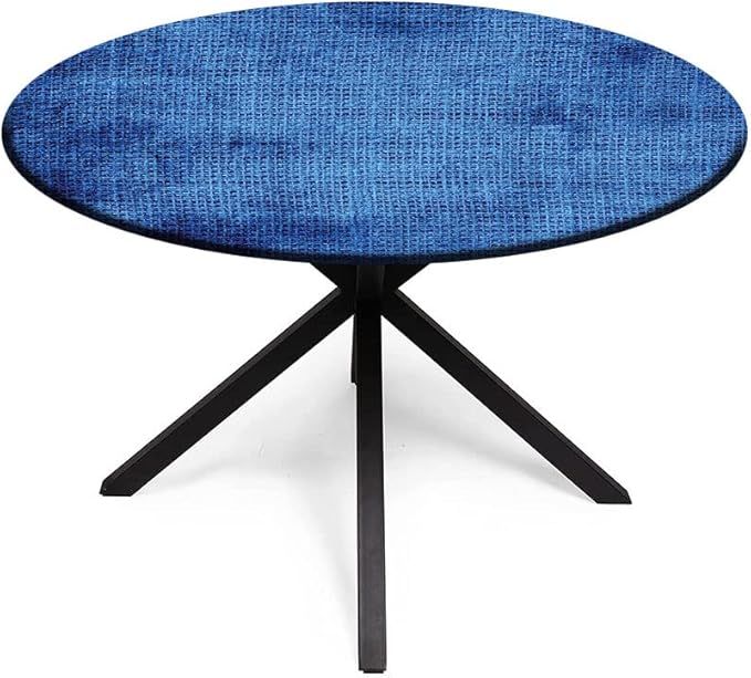 Elastic Tablecloth, Navy Blue Deco Decorative Fabric Table Cover for, Faded Burlap Texture Old Fashioned Grunge, Fit Round Tables 48inch Diameter, for Outdoor Indoor Use, Royal Blue
