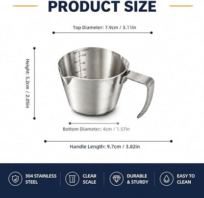 2Pc Espresso Measuring Cups, Double Spouts Stainless Steel, Sliver | Espresso - Image 3