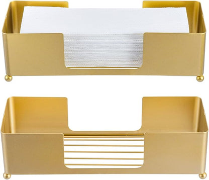 MyGift Brass Tone Metal Hand Towel Holder Countertop Dispenser Set of 2 | Fits - Image 6