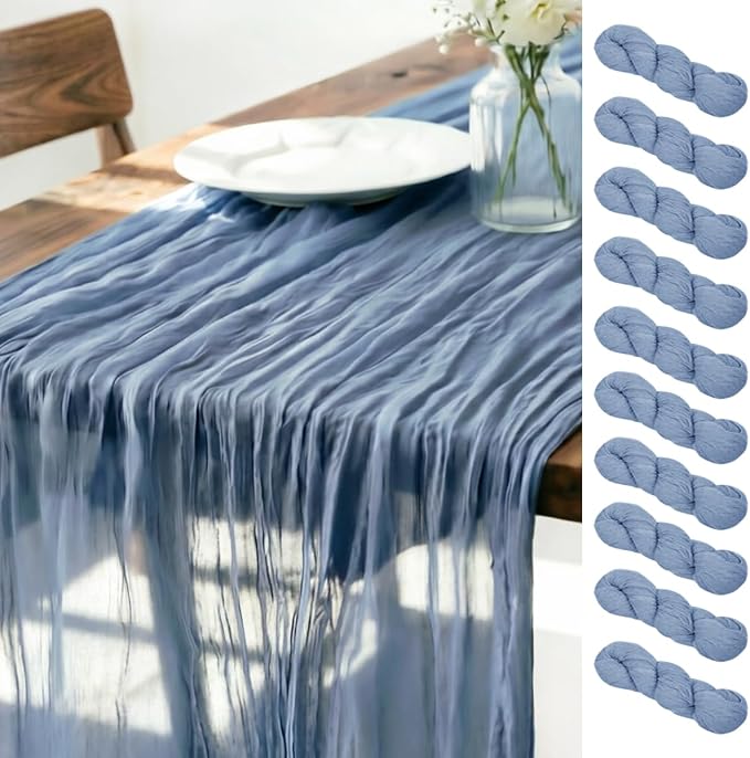 Dusty Blue Cheesecloth Table Runner 120 Inches 10 Pack Gauze Table Runner | by LINXTAR