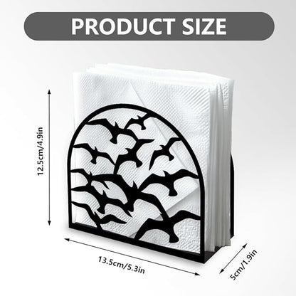 Flock of Birds Decorative Black Metal Napkin Holder for Table, 5.3" x 4.9" x 1.9" Animal Birds Standing Napkin Holder for Home Kitchen Restaurant Picnic Party Coffee Bar Dining Room