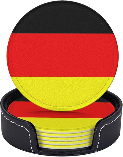 6 Pack Germany Flag Leather Coaster by GTEVUTS