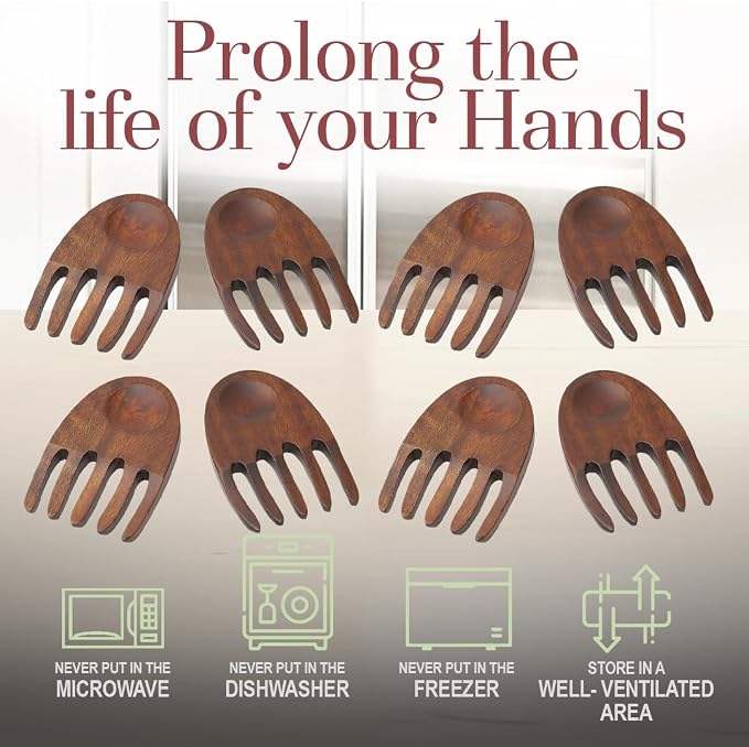 Woodard & Charles Wood Salad Hands Servers, Cherry Stain, 4 PACK | Pack of 4 - Image 7