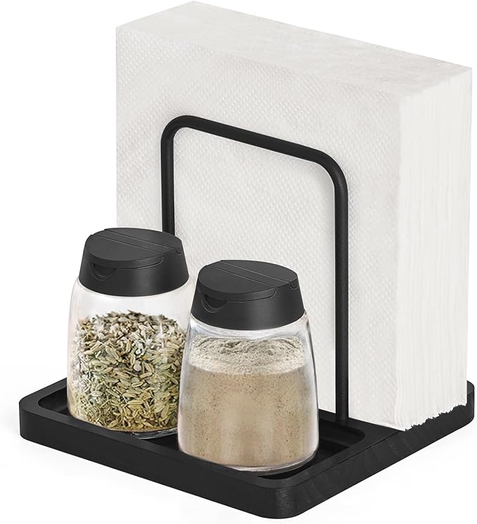 Mkono Napkin Holder for Table Farmhouse Wooden Napkin Dispenser, Rustic Wood by Mkono