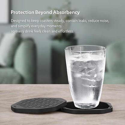 UMIRRO Absorbent Felt & Silicone Drink Cup Coasters Set of 6 - Image 6