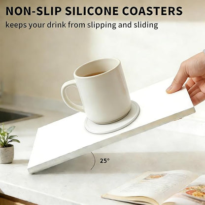2 Pack Silicone Coasters for Drinks, Round White Coasters - Image 4