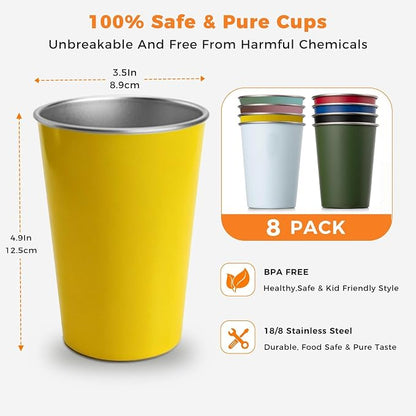 8 Pack Stainless Steel Cups 16oz - Image 3