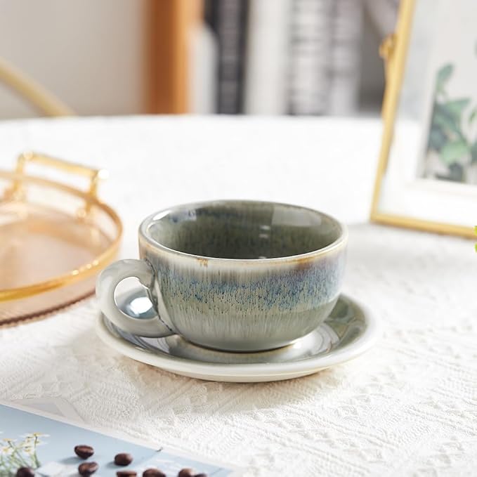 Coffeezone Vintage Design 12 oz Ceramic Latte Art Cappuccino Barista Cup - Image 2