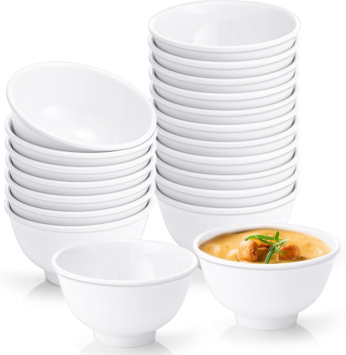 Tioncy 20 Pack 6 oz Bowls Set Dessert Bowls Unbreakable White Soup Bowls Salad by Tioncy