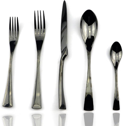 JASHII 18/10 Stainless Steel 20 Piece Mirror Polished Black Flatware Set by JASHII