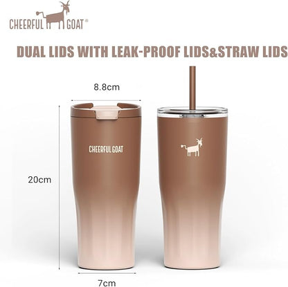CHEERFUL GOAT Ceramic Lined Coffee Travel Mug – Stainless Steel Travel Coffee - Image 6