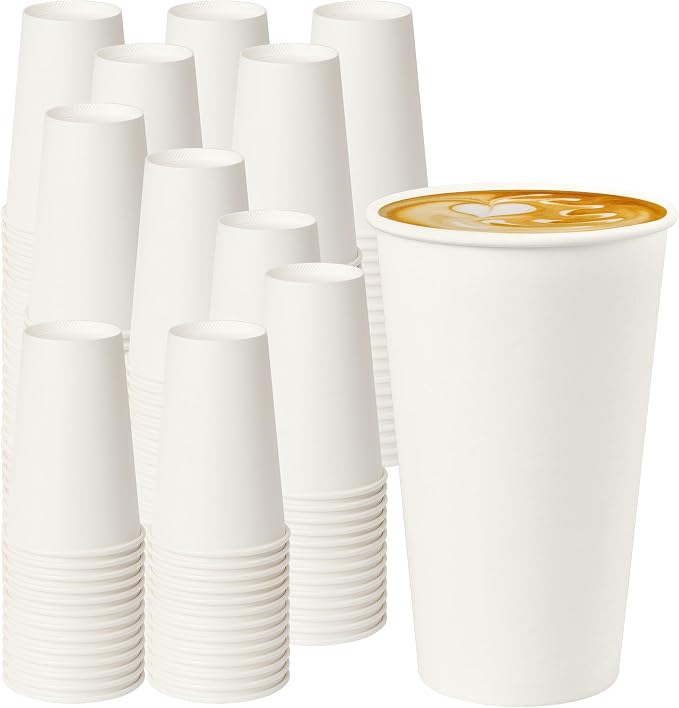 16 oz 500 Pack White Disposable Paper Coffee Cups, Hot/Cold Drink Cups by ECOEXTRA