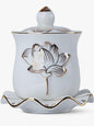 QINLANG White Buddha Water Cup, Ceramic Holy Water Offering Cup by QINLANG