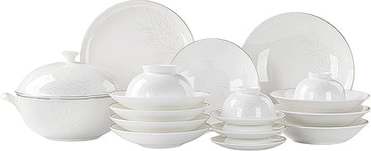 Fine Bone China Dinnerware Set,Porcelain&Ceramic Dinnerware Sets,Bone Stoneware&Ceramic Cookware Tableware Set Includes Dinner Plates|Spoons|Pasta Bowls|Soup Pot|Chopsticks (70PCS * 10-Person Set)
