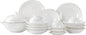 Fine Bone China Dinnerware Set,Porcelain&Ceramic Dinnerware Sets,Bone Stoneware&Ceramic Cookware Tableware Set Includes Dinner Plates|Spoons|Pasta Bowls|Soup Pot|Chopsticks (28PCS * 6-Person Set)