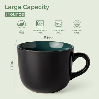 AmorArc 24 oz Soup Mugs with Handles, Jumbo Ceramic Bowls Mugs Set with handles - Image 2