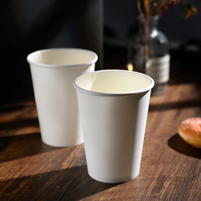 YEEHAW 12 oz 500 Pack White Disposable Paper Coffee Cups | - Image 5