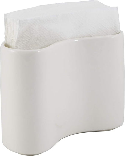 Ceramic Napkin Holder For Table Kitchen Paper Linen Cloth Napkins Upright Stand Up Sturdy Stylish Modern Compact White Modern Farmhouse