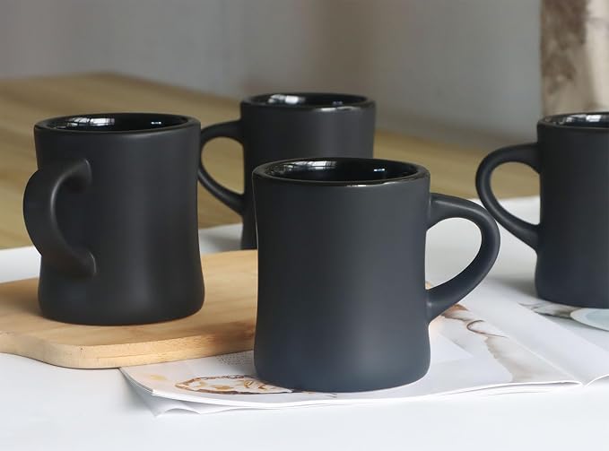 harebe Retro Coffee Mugs Set of 4, 10 OZ Heavy Classic Ceramic Diner Cups Set - Image 6