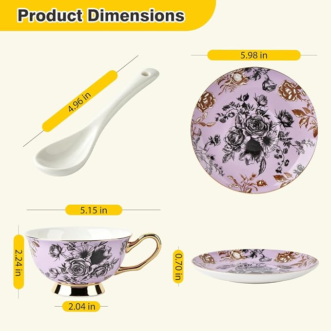 Bone China Tea Cup and Saucer Set - Image 5